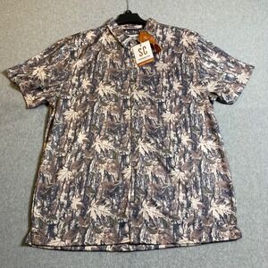 Sovereign Code Rigley Shirt Mens Sz L Brown Camo Leaf Print Weekend Takeover NWT